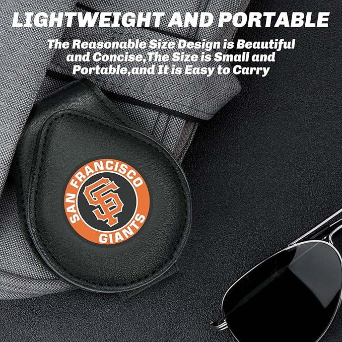 for MLB San Francisco Giants Car Visor Sunglass Holder - Black Leather Eyeglass Case with Team Logo, Clip-On Sun Visor Organizer for Auto Interior, SF Giants Gifts