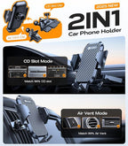 VICSEED Military-Grade Sturdy Car Phone Holder Mount, Upgraded Anti Shake Metal CD Slot & Air Vent Thick Case Friendly Phone Mount for Car Fit for iPhone 17 16 15 Samsung All Phones - Classic Black