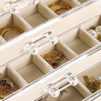 Frebeauty Acrylic Jewelry Organizer Earring Organizer Box with 5 Drawers Earring Holder Organizer with Velvet Trays Clear Jew