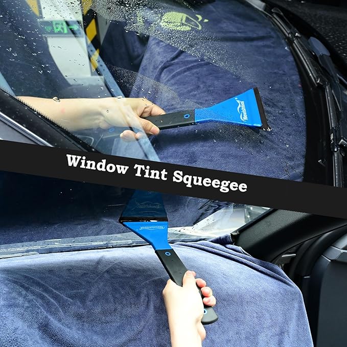 NEWISHTOOL 3 IN 1 Automotive Window Tint Squeegee Kit Includes Long Handle Squeegee, Quarter Window Squeegee, Small Rubber Wiper for Car Window Film Installing and Cleaning, Vinyl Wrap PPF Application