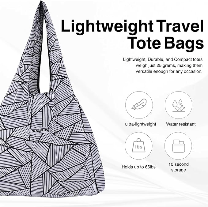 Compact Reusable Grocery Tote Bag – Lightweight, Foldable & Packable Shopping Bag for Travel