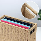 14.6 x 5.9 x 10.8 Inch Large Decorative File Box, Decorative File Baskets for Seagrass Hanging Organizers Portable Letter Siz