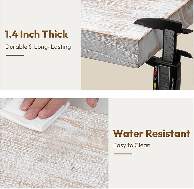 Vivelove Elm Wood Floating Shelves, Wooden Shelves for Wall with Invisible Bracket for Living Room Bedroom Bathroom Office Bo