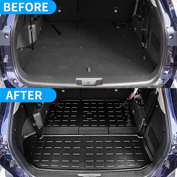 Bomely Trunk Mat Compatible with 2020-2026 Toyota Highlander Cargo Mat Cargo Liner Back Seat Cover Protector TPE Trunk Liner 2025 7 Seats Highlander Accessories (Trunk Mat+Backrest Mats)