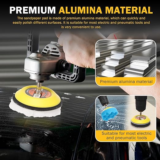 215Pcs 3 Inch Sanding Disc Drill Polishing Kit, Headlight Restoration Kit, Hook and Loop Sanding Pads - 60 to 10000 Grits Wet