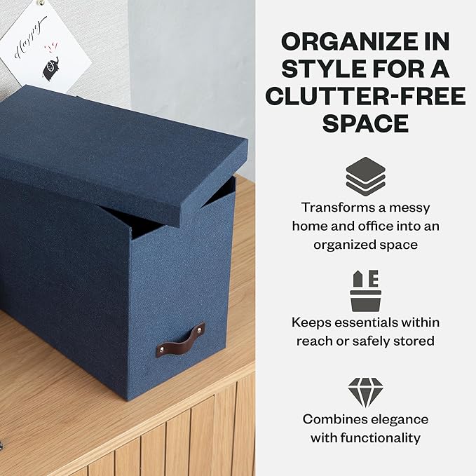 Bigso John Desktop File Box - File Storage Box and Document Organizer for Important Paperwork - Durable Hanging File Box with