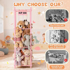 LAMU Stuffed Animal Storage, Wooden Zoo Stuffed Animal Holder with Elastic Cords, Space Save Toy Organizer, Extra Large Capac