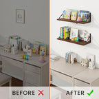 Shelves for Wall, Floating Bookshelves with Brackets, 24 inch Floating Shelves Set of 3, Wall Shelf for Kitchen, Bathroom, Be