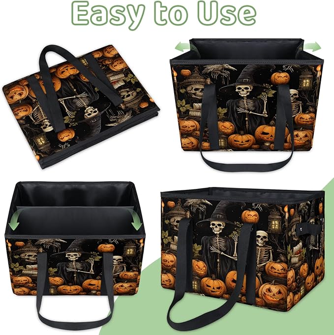 Reusable Grocery Bags Heavy Duty Shopping Bags Foldable Large Tote Bags with Long Handles & Hard Bottom