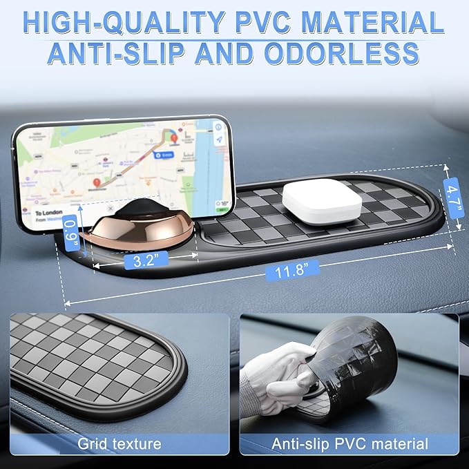 LivTee Multifunction Car Anti-Slip Mat, 360° Rotatable Multifunctional Car Dashboard Mobile Phone Holder with Temporary Parki