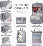 10 Set Packing Cubes for Travel, Gifts for Women Mom,Anti-Tearing Suitcase Organizer for Luggage with Shoe & Hanging Toiletry