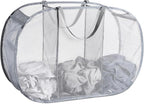 Seiritex Mesh Popup Laundry Hamper 3 Compartment Sortable Horizontal Collapsible Laundry Basket for Clothes Laundry Room Bedr
