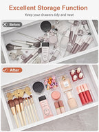 SMARTAKE 37-Piece Drawer Organizer with Non-Slip Silicone Pads, 4-Size Desk Drawer Organizer Trays Storage Tray for Makeup, J