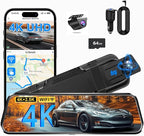 Mirror Dual Dash Camera for Car, Dashcam 4K Front 2.5K IMX335 Rear View/ADAS BSD LCA Wi-Fi&APP WDR Night Vision G-Sensor Loop