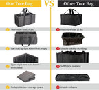 Joyfol Day Extra Large Utility Tote Bag, Reusable Grocery Bags Foldable,Upgraded Metal Frame, With Sturdy Handles Reinforced Bottom Heavy Duty Oxford Fabric Moving Shopping Bags, Gray
