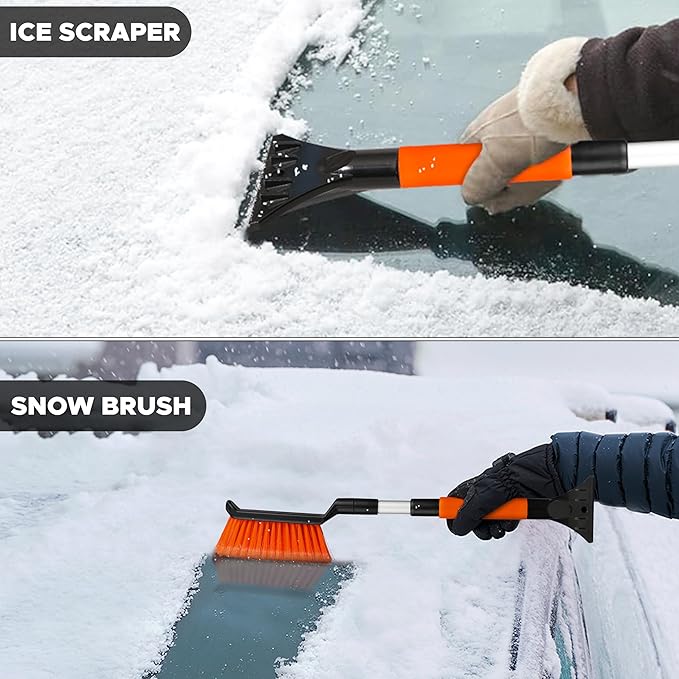Extendable Snow Brush & Ice Scraper for Car Windshield | 26" Car Snow Brush with Ice Scraper | Extendable Snow Remover for Cars & SUVs | Snow Scraper for Car Windshield and Windows