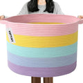 115L Large Blanket Basket,23.6" L x 23.6" W x 15.7" H Rope Woven Baskets with Handles, Toys Storage Bins,Laundry Basket Perfe