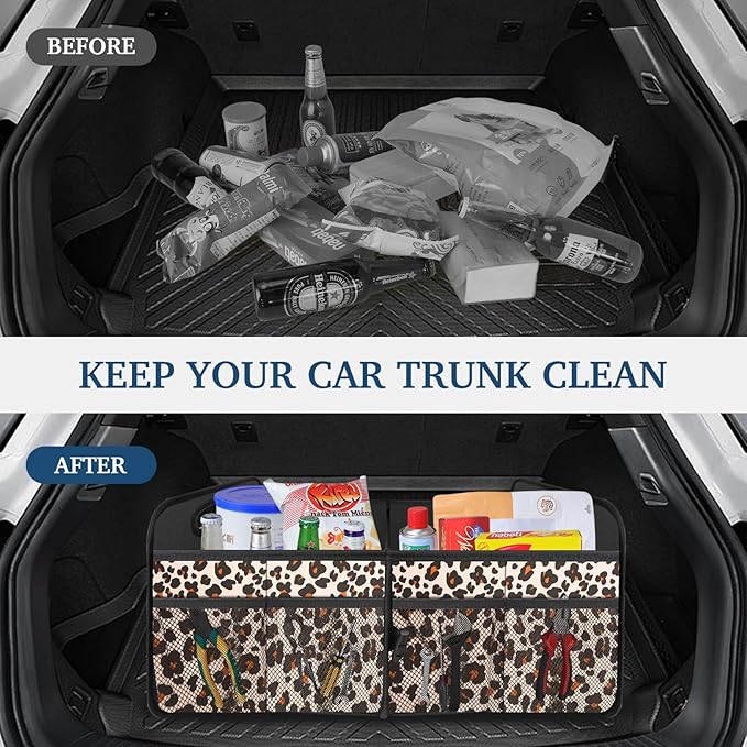 Femuar Car Trunk Organizer, Trunk Storage Organizer with Large Capacity Waterproof Collapsible Trunk Organizer for Car Suv/Je