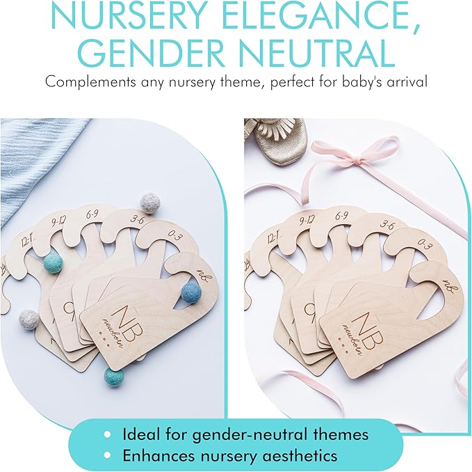 Baby Clothes Organizer – Baby Clothes Dividers for Closet – Wood Size Dividers for Newborn to 24 Months, Nursery Organizer, L