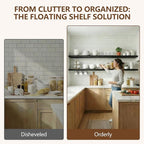 IEO Long Wooden Floating Shelves for Room Wall, Natural Wood Floating Shelves Wall Mounted Kitchen Shelf for Living Room, Bed