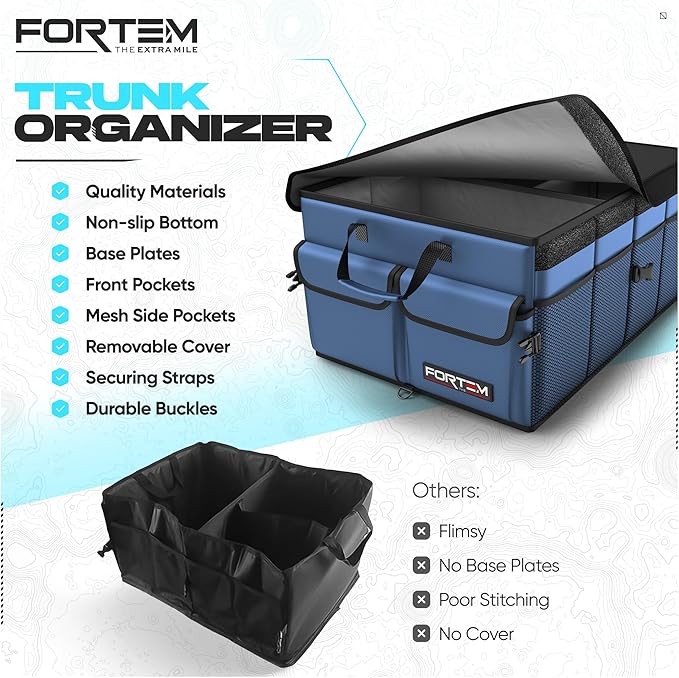 FORTEM Trunk Organizer For SUV Car Trunk Organizer, Foldable Storage, Car Accessories for Women Men, Collapsible Bag, Perfect C