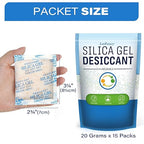 LotFancy Silica Gel Packets 20 Gram 15 Pack, Color Indicating Rechargeable Desiccant Packs, Moisture Absorber for Gun Safe, E