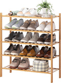 BMOSU 5-Tier Bamboo Shoe Rack Premium Stackable Shoe Shelf Storage Organizer for Hallway Closet Living Room Entryway Organize