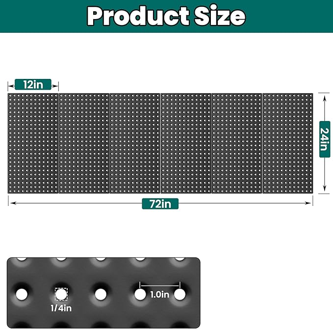 EVERHANGER Metal Pegboard Panels 24" x 12", Heavy Duty Steel Peg Boards for Garage, Pegboard Wall Organizer for Tool Storage 