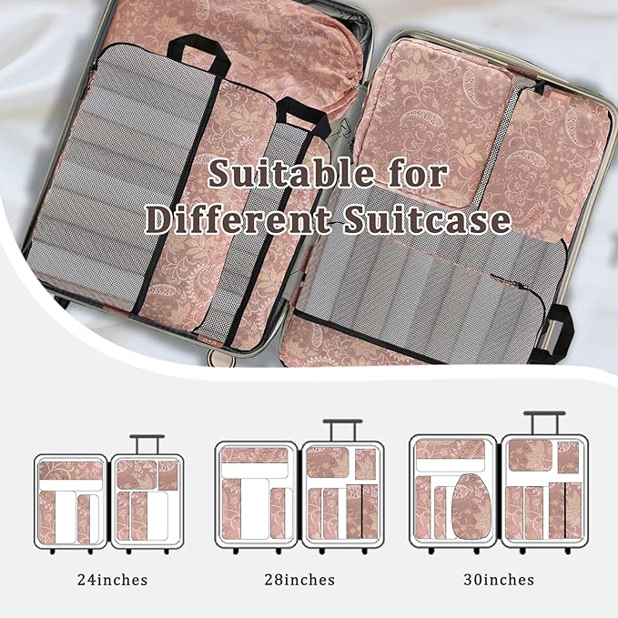 U+U 10 Set Compression Packing Cubes - Ultralight Travel Organizers with Laundry Bag, Space-Saving Suitcase Organizer, Expand
