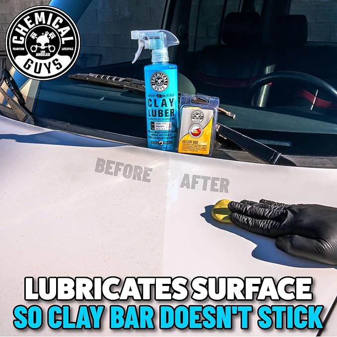 Chemical Guys Clay Bar and Luber Synthetic Lubricant Kit - Light/Medium Duty OG Clay Bar for Removing embedded dirt from Paint, Glass, and Metal, Essential Detailing Accessory - 2 Items