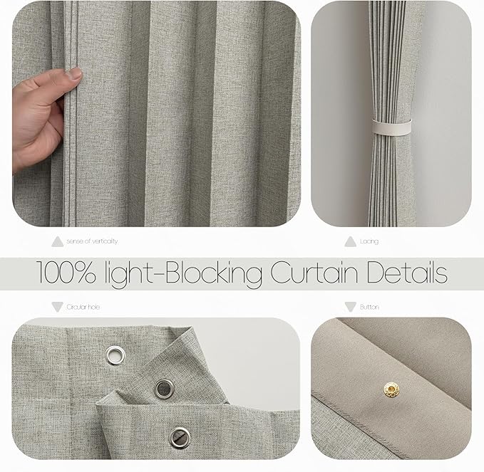 Jilron Accordian Door Curtain, 100% Blackout Folding Magnetic Doorway Curtains,Linen Style Closet Doors,for Room Divider,Priv