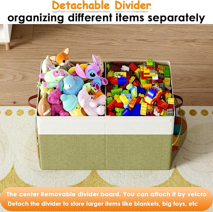 Large Toy Storage Box with Lid Upgraded Toy Storage Chest Organizer with Divider Foldable Toy Bin for Kids Boys Girls Playroo