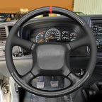 MEWANT Steering Wheel Cover for Chevy Silverado 1500 Astro Blazer Kodiak S10 Made of Shiny PU Carbon Fiber Real Leather