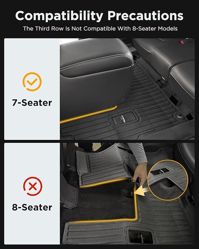 for Nissan Armada/Infiniti QX80 2019-2024 (7 Seats) Floor Mats Carpet Liner All Weather Protector TPE Anti-Slip Tech Mats for Nissan Armada/Infiniti QX80 2019 2020 2021 2022 2023 2024 Accessories