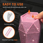 NBTEPEM Bling Car Trash Can with Lid, Bling Car Accessories Trash Bin, Leakproof Auto Garbage Can with 30 Trash Bags, Multipurpose Organizers and Storage for Home, Office (Pink Diamond)