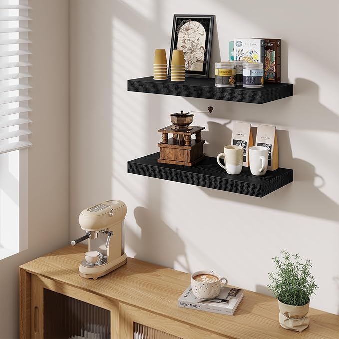 Fun Memories 24 Inch Floating Shelves Wall Mounted, 10 Inch Deep Wall Shelves, 24 x 10 Floating Shelf for Living Room Bathroo