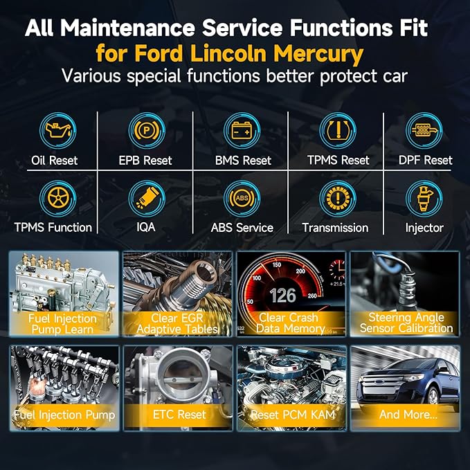 ANCEL FD700 Ford Lincoln Mercury OBD2 Scanner, Full System Automotive Car Code Reader with All Functions, Including Battery