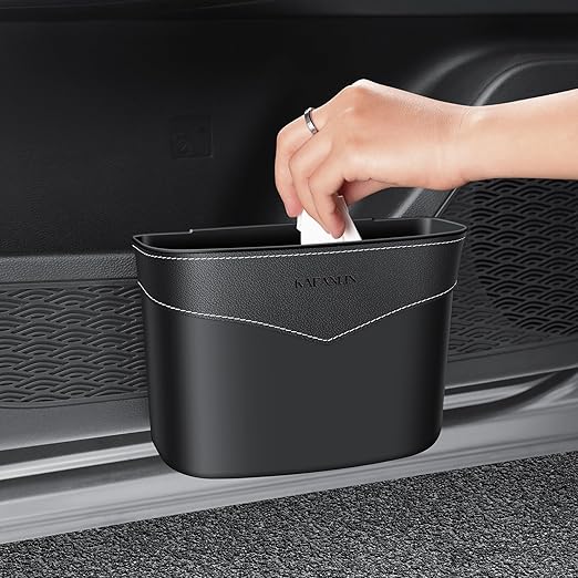 Car Trash Can Mini Trash Bin Garbage Organizer with Plastic Trash Bag Automotive Small Garbage Bin for Home Office Auto Vehicle Car Door Front Back Seat Storage Accessories (clip on trash can)