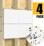 Spampur Peg Board, 4 Pack Metal Pegboard Panels with 50 Hooks, White Pegboards Wall Organizer, Heavy Duty Peg Board for Walls
