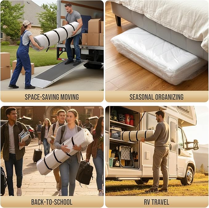 TAILI Mattress Vacuum Storage Bag, Full/Queen Mattress Vacuum Bag with 4 Straps, Sealable Bag for Memory Foam, Latex, Easy Mo