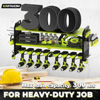 KAFAHOM Power Tool Organizer, Large 8 Drill Holder Wall Mount with 2 Side Pegboards, Heavy Duty Metal Tool Shelf with 12 Hook