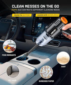 Car Vacuum Portable Cordless,35000PA High Power Suction & Blower, Handheld Vacuum Cleaner for Car, Home, Desktop, Keyboard,Bi