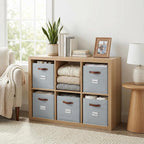 DECOMOMO Storage Cubes, 13x13x13 Storage Cube Bins with Labels, Fabric Organizer Bins (13" / 6pcs, Grey)