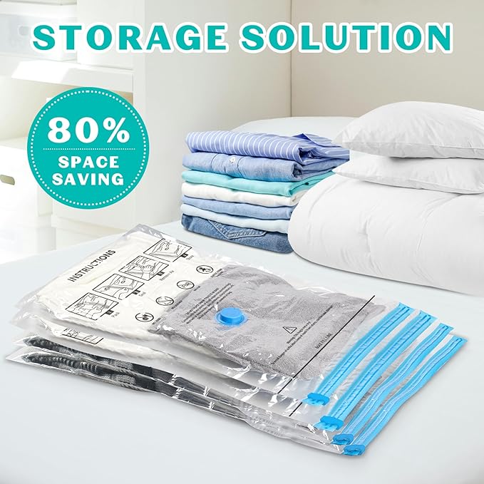 10 Pack Jumbo Space Saver Vacuum Storage Bags Seal Bags for Clothing Travel Compression Bags for Comforters Blankets Bedding 