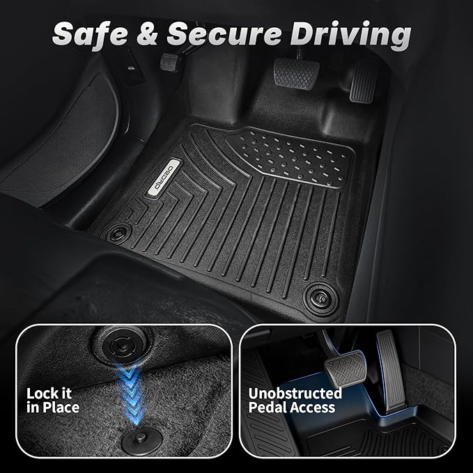 OEDRO Floor Mats for Chrysler Pacifica 2017-2025 2026 (No Hybrid Models), Fit 7 and 8 Passenger Model, 3D Custom All-Weather Protection Full Set TPE Floor Liners