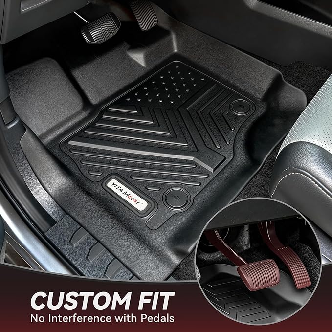 YITAMOTOR Floor Mats Fit for Ford F-150 2015-2026 & F150 Lightning 2022-2026 SuperCrew (Rear w/o U-Seat Flat Storage),TPE All Weather Truck mats, 1st & 2nd Row