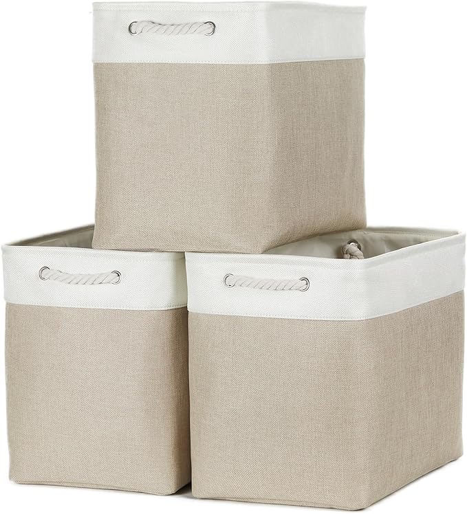 Bidtakay Extra Large Storage Baskets for Organizing 17x12x15.1 inch 3-Pack Fabric Closet Organizers Storage Bins with Handles