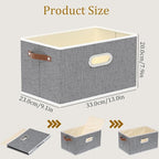 Yawinhe Fabric Storage Baskets, Foldable Closet Organizer for Shelves, Large Boxes with 3 Handles, Canvas Bins for Clothes, G