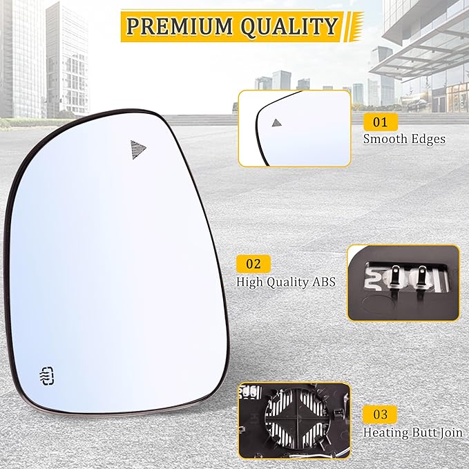 Left Side Mirror Glass w/Heated|Blind Spot Detection Compatible for 2017-2024 Chrysler Pacifica, 2020-2024 Voyager Driver Mirror Glass Replacement 68318282AA