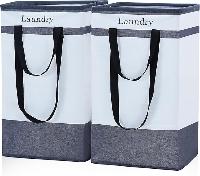 FairyHaus Laundry Basket 100L, 2Pack Laundry Hamper with Easy Carry Handles, Collapsible Laundry Baskets Hampers for Bathroom